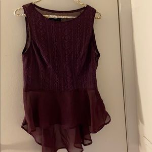 Purple flowy peplum top